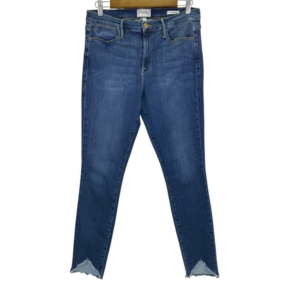 Frame Women's Denim Le‎ High Skinny Slit Front Raw Hem Blue Jeans Size 32